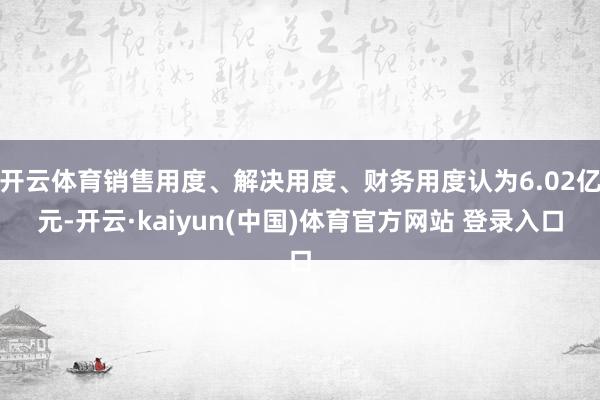 开云体育销售用度、解决用度、财务用度认为6.02亿元-开云·kaiyun(中国)体育官方网站 登录入口